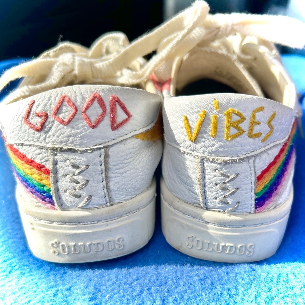 Soludos “The Ibiza Classic Sneaker” -Oasis White Rainbow Wave